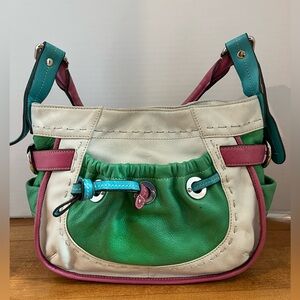 B Makowsky Women's Multicolor Large Soft Leather Double Handle Handbag Purse